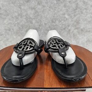 Pierre Dumas Womens Limit-24 Black Slip On Flat Thong Flip Flop Sandals Size 7.5